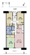 貝塚市海塚、マンションの間取り画像です