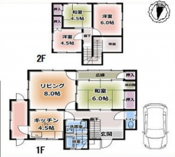 岸和田市上松町、中古一戸建ての間取り画像です