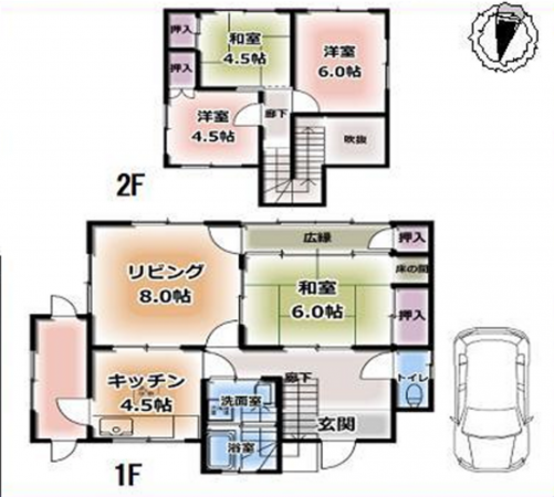 岸和田市上松町、中古一戸建ての間取り画像です