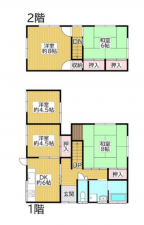 泉南郡熊取町山の手台、中古一戸建ての間取り画像です