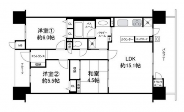 泉佐野市日根野、マンションの間取り画像です