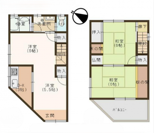 岸和田市吉井町、中古一戸建ての間取り画像です