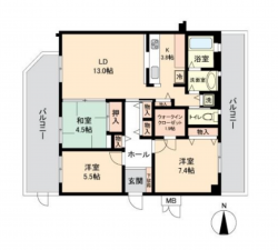 泉南郡熊取町、マンションの間取り画像です