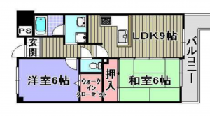 岸和田市南町、マンションの間取り画像です