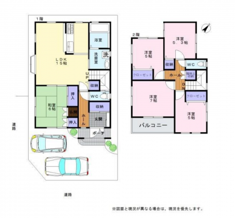 泉佐野市中庄、中古一戸建ての間取り画像です