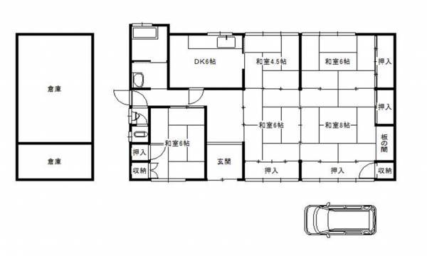 岸和田市阿間河滝町、中古一戸建ての間取り画像です