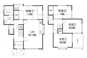 岸和田市極楽寺町、中古一戸建ての間取り画像です