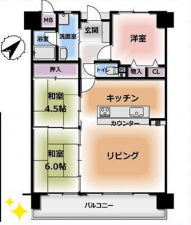 岸和田市南町、マンションの間取り画像です