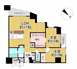 泉南郡熊取町大久保南、マンションの間取り画像です