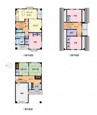 岸和田市並松町、中古一戸建ての間取り画像です