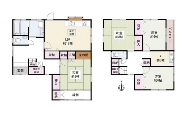 泉佐野市泉ケ丘、中古一戸建ての間取り画像です