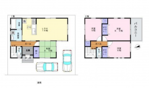 岸和田市上野町西、中古一戸建ての間取り画像です