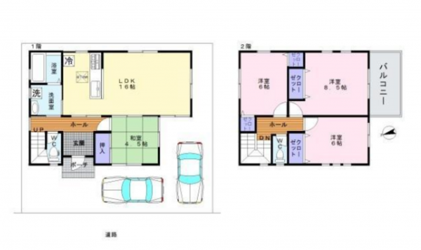 岸和田市上野町西、中古一戸建ての間取り画像です