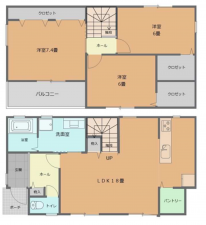 泉佐野市下瓦屋、新築一戸建ての間取り画像です
