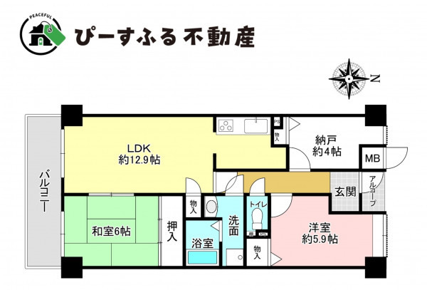 貝塚市澤、マンションの間取り画像です