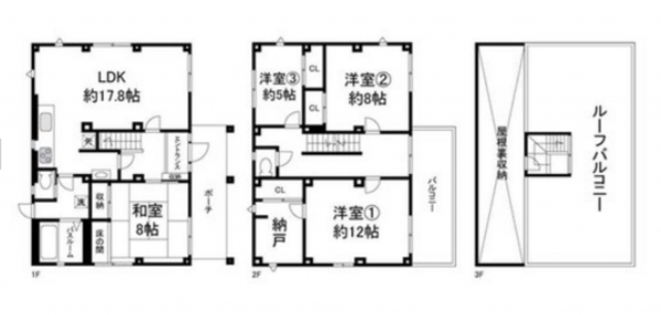 貝塚市二色、中古一戸建ての間取り画像です