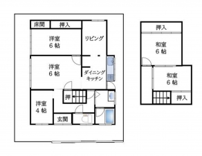 岸和田市岡山町、中古一戸建ての間取り画像です