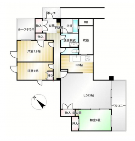 岸和田市野田町、マンションの間取り画像です