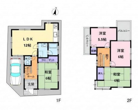 泉佐野市下瓦屋、中古一戸建ての間取り画像です