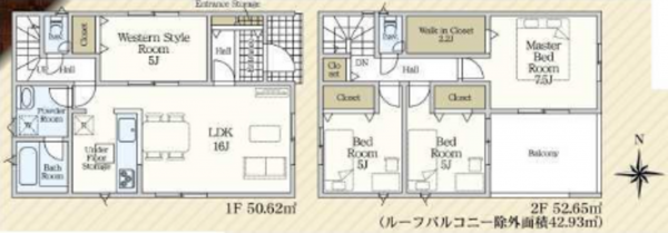 泉南郡熊取町五門東、新築一戸建ての間取り画像です