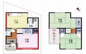 貝塚市久保、中古一戸建ての間取り画像です