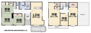 貝塚市蕎原、中古一戸建ての間取り画像です