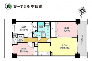貝塚市半田、マンションの間取り画像です