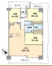 岸和田市上野町東、マンションの間取り画像です