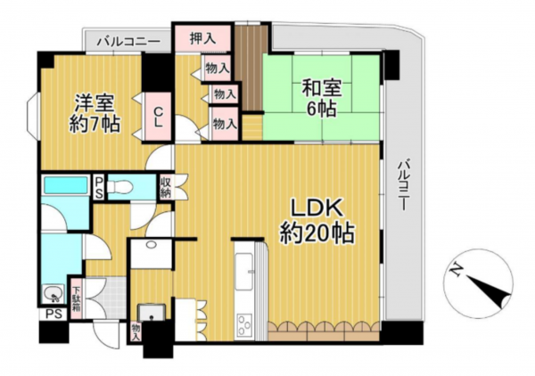 泉南郡熊取町大久保南、マンションの間取り画像です
