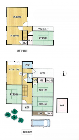 貝塚市木積、中古一戸建ての間取り画像です