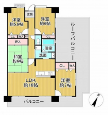 泉佐野市南中安松、マンションの間取り画像です