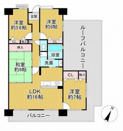 泉佐野市南中安松、マンションの間取り画像です