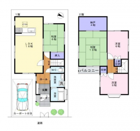岸和田市別所町、中古一戸建ての間取り画像です