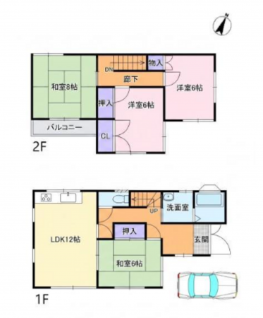岸和田市別所町、中古一戸建ての間取り画像です