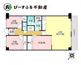 岸和田市下野町、マンションの間取り画像です