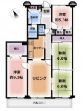 岸和田市下野町、マンションの間取り画像です
