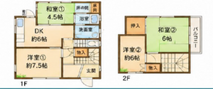 貝塚市清児、中古一戸建ての間取り画像です