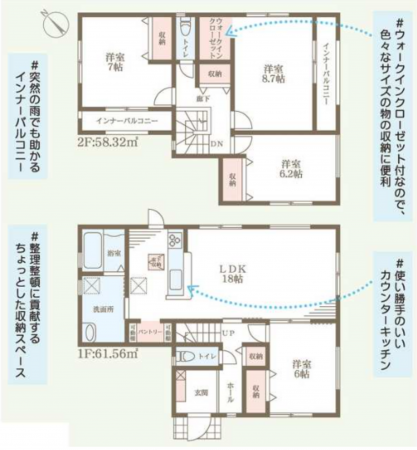 岸和田市上松町、新築一戸建ての間取り画像です