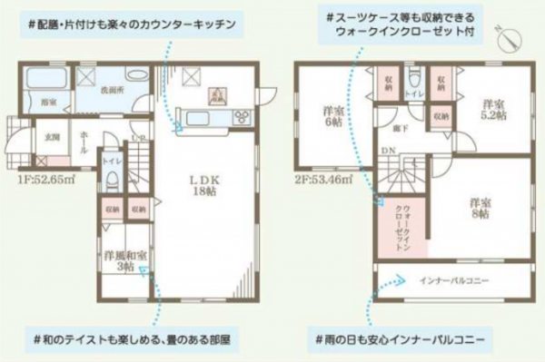 岸和田市上松町、新築一戸建ての間取り画像です