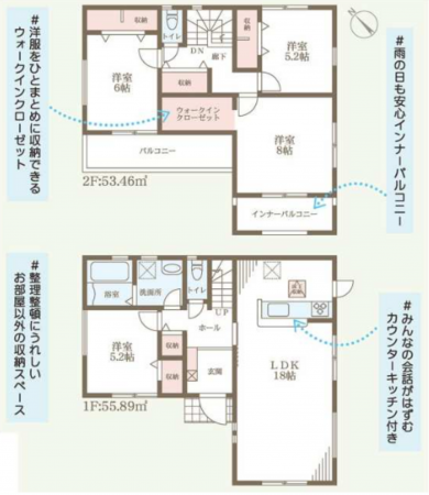 岸和田市上松町、新築一戸建ての間取り画像です
