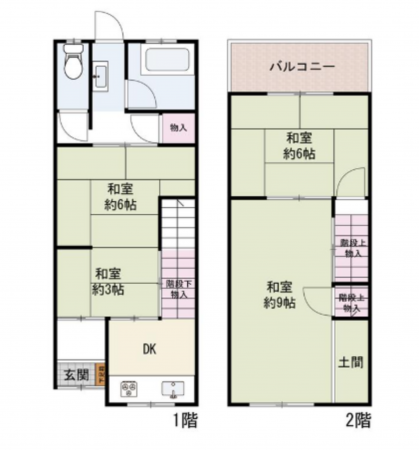 岸和田市加守町、中古一戸建ての間取り画像です
