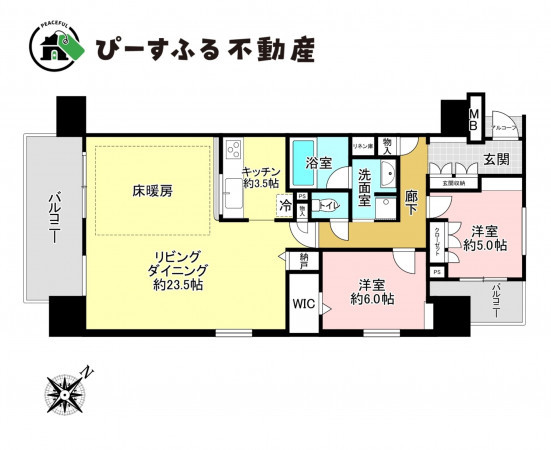 泉佐野市日根野、マンションの間取り画像です