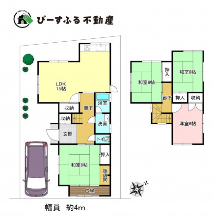 岸和田市池尻町、中古一戸建ての間取り画像です