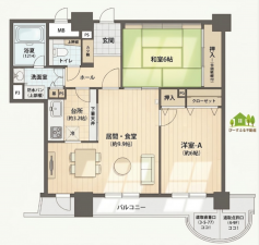 貝塚市二色、マンションの間取り画像です