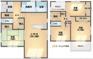 岸和田市三田町、中古一戸建ての間取り画像です