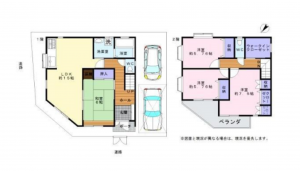 貝塚市脇浜、中古一戸建ての間取り画像です