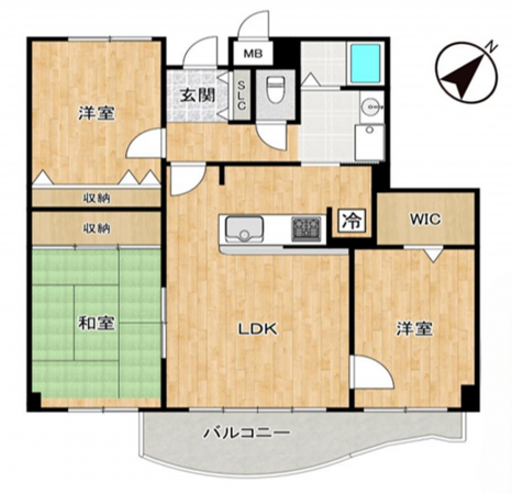 貝塚市二色、マンションの間取り画像です