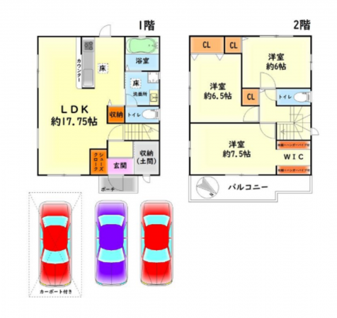 岸和田市尾生町、中古一戸建ての間取り画像です