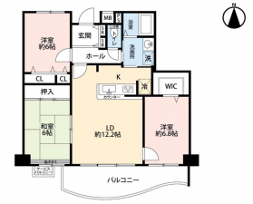 貝塚市二色、マンションの間取り画像です