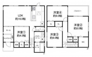 泉佐野市長滝、中古一戸建ての間取り画像です